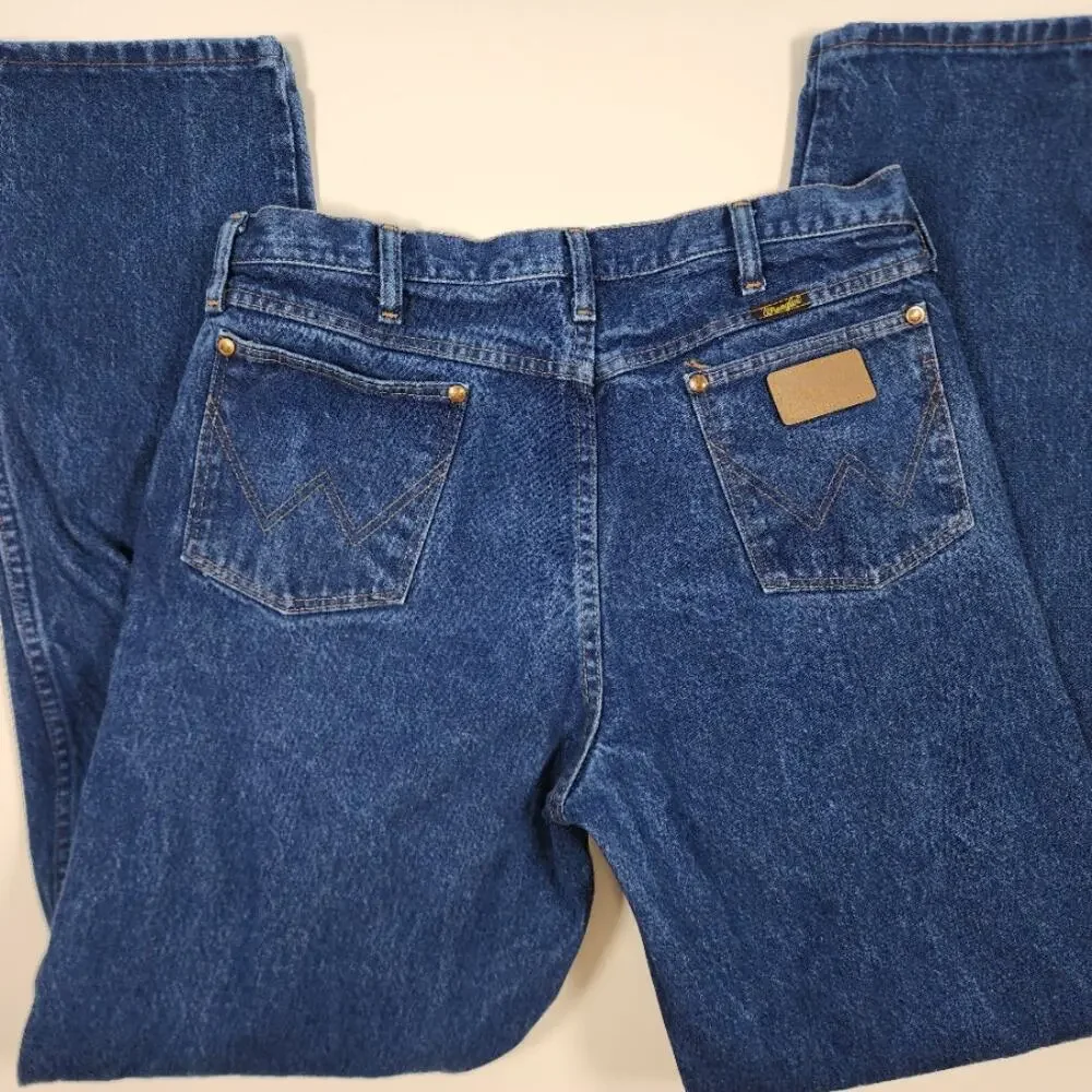 VTG Wrangler Jeans 34x34 Straight Leg Blue Denim Classic‎ Cowboy Western